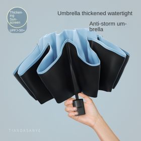 Full-automatic Exlarge Umbrella Business Simple Umbrella Folding Umbrella Advanced Sunshade and Rain Dual-purpose Sunscreen Sun Umbrella (Color: [Manual] Sky Blue-[8 Umbrella Black Glue]])