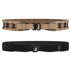 Tactical Belt MOLLE Battle Belt With Quick Release Buckle, Low Profile Laser-Cut Battle Belt For Range (Color: Brown, size: M)