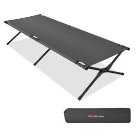 Adults Kids Folding Camping Cot (Color: Gray)